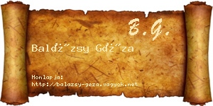 Balázsy Géza névjegykártya