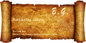 Balázsy Géza névjegykártya